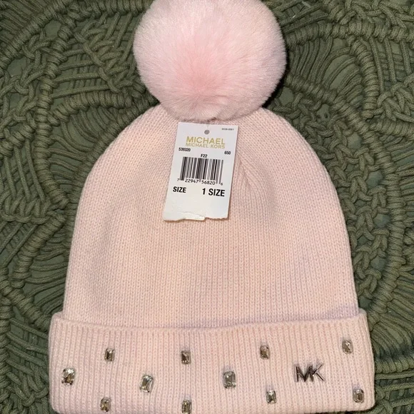 Michael Kors Light Pink Beanie with Pom Pom - Picture 1 of 3